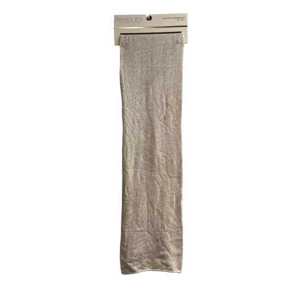 Rachel Zoe Scarf‎ 2 Ply Cashmere Gray Rhinestone Long  Quiet Luxury Old Money - Picture 1 of 8